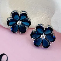 Anouk Silver-Plated Artificial Stones Studded Floral Shaped Studs-picture-24