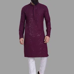 DIVISIVE Men Geometric Thread Work Kurta-image-53