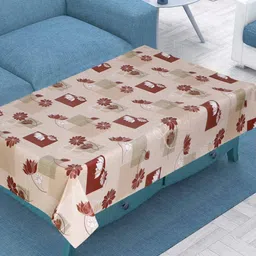 Dakshya Industries Cream-Coloured Floral Waterproof Plastic 4-Seater Table Cover-image-26
