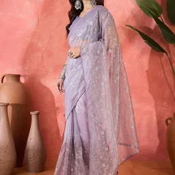 KALINI Embellished Sequinned Net Saree image 2