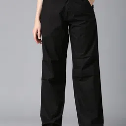 CEFALU Women Relaxed Loose Fit Mid-Rise Pure Cotton Parachute Trouser-picture-39