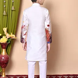 BAESD Boys Printed Regular Dupion Silk Kurta with Pyjamas image 3