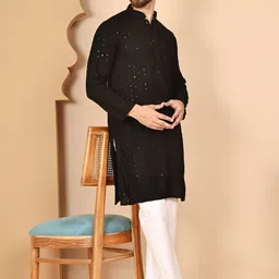 Anouk Rustic Men Embroidered Regular Sequinned Kurta with Pyjamas-12