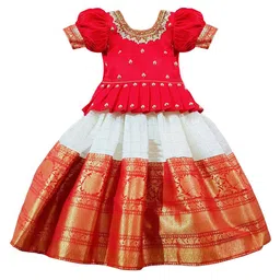 Wommaniya Impex Girls Embroidered Thread Work Ready to Wear Lehenga &-picture-47