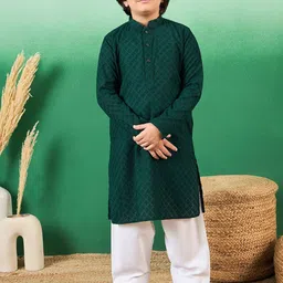 Sangria Boys Chikankari Embroidered Kurtas-image-98