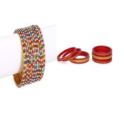 SOMIL Set Of 18 Multi Alloy Artificial Stones and Beads Antique Bangles-image-67