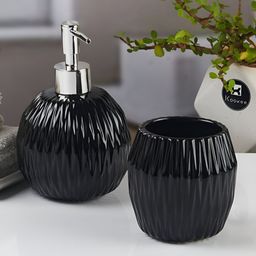 Kookee Black 2 piece Abstract Ceramic Bath Accessories Set-image-50