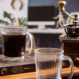 GOODHOMES Transparent 6 Pieces Textured Glass Glossy Mugs 290ml-image-59