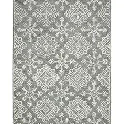 saraswatii global Boston Grey & White Ethnic Motifs Printed Tufted Woollen Carpet image 5