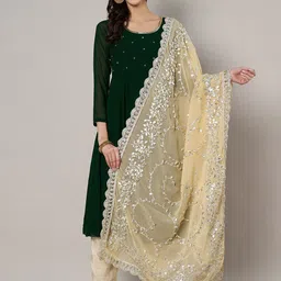 MUFFLY Floral Embroidered Gotta Patti Georgette Dupatta-picture-29