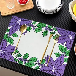 ANA 2 Pcs Purple & White Printed Cotton Table Placemats-35