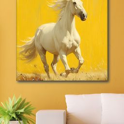 Myntra Elegant Homes White Horse Canvas Painting-image-89