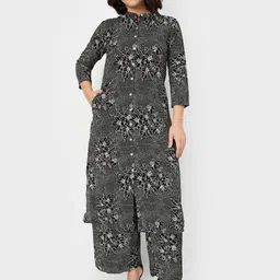 max Floral Printed Band Collar A-Line Kurta with Palazzos-picture-33