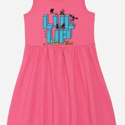 YK Girls Disney Printed Cotton Fit & Flare Dress-image-77