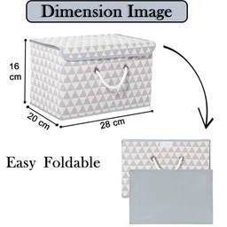 Kuber Industries Grey Triangle Printed Pure Cotton Multipurpose Medium Storage Organisers image 2