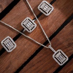 PANASH Silver-Plated Cubic Zirconia Jewellery Set-24