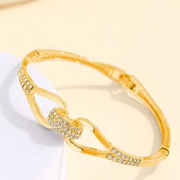 Shining Diva Fashion Gold-Plated Crystals Studded Bangle-Style Bracelet-image-57