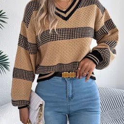 StyleCast x Revolte Women Striped V Neck Pullover Sweaters-picture-38