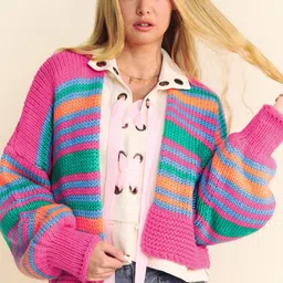 StyleCast Women Striped V-Neck Cardigan-picture-9