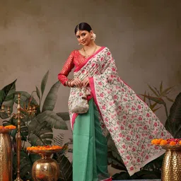 KALINI Ethnic Motifs Printed Half and Half Saree-image-92