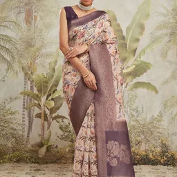 RACHNA Floral Printed Woven Design Zari Banarasi Saree-picture-10