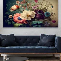 DEKORSTATION Green & Beige Floral Printed Canvas Wall Art-6