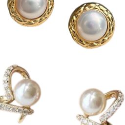 VAGHBHATT Set Of 2 Gold-Plated Pearls Beaded Studs image 5