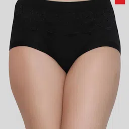 Glamoras 2-Pc High-Rise Seamless Lace Trim Hipster Briefs GL-LACEPANTY-1237-BLACK-RED-L-20