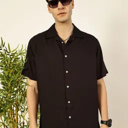 Thomas Scott Men Premium Cuban Collar Solid Oversized Casual Shirt-image-107