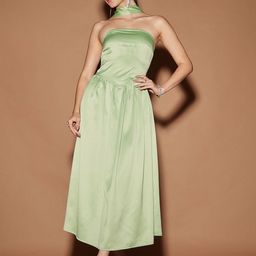 STREET 9 Women Halter Neck Satin Midi Dress-picture-39