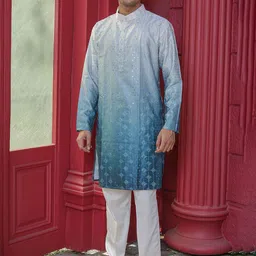 Stuffie Land Men Embroidered Regular Dupion Silk Kurta with Pyjamas-picture-19
