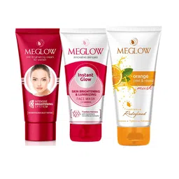 MEGLOW Instant Glow Face Wash, Face Cream & Orange Peel Off Mask-image-77