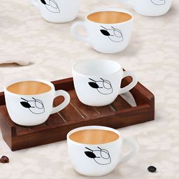 Larah by BOROSIL Shadow White & Black 6 Pieces Geometric Printed Matte Cups 140ml-image-12