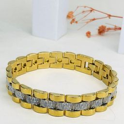 Hisa Men Gold-Plated Link Bracelet-image-45