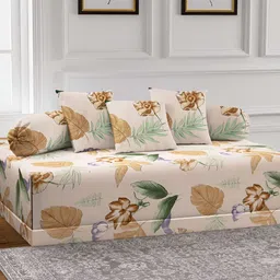 Arrabi 6-Pcs Beige & Violet Printed Diwan Set-34