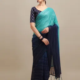 DIVASTRI Striped Silk Blend Saree-picture-14