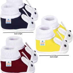 NESKA MODA 12 To 18 Month Non Slip Infants Pack of 3 Pair Cotton Rabbit Slip On Booties image 5
