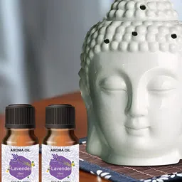 PEEPALCOMM White Textured Buddha Aroma Oil Diffuser 10ml Each-1
