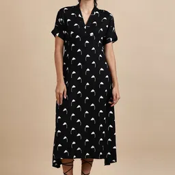 BLACK & BLAH BLAH Floral Printed A-Line Midi Ethnic Dress-image-25