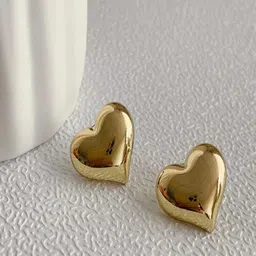 TEULRIP Gold-Plated Puffy Heart Shaped Studs-20