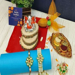 Craftlayout 6-Pcs Bhaiya Bhabhi Rakhi Ganesha Idol Greeting Card & Roli Chawal-54
