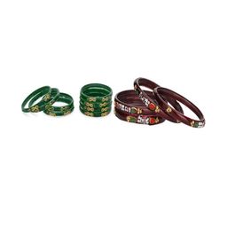 SOMIL Set Of 12 Green Alloy Artificial Stones & Beads Bangles-picture-8
