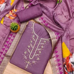 HERE&NOW Floral Embroidered Beads And Stones Unstitched Dress Material-image-28