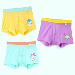 SuperBottoms Kids Pack Of 3 Printed Antimicrobial Mid-Rise Trunks-image-37