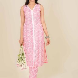MONOMEE Women Paisley Printed Cotton Kurta with Trousers-picture-6