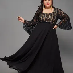 Miss Chase A+ Women Flared Sleeve Maxi Dress-image-11