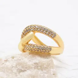 Lila Gold-Plated CZ-Studded Adjustable Finger Ring-image-83