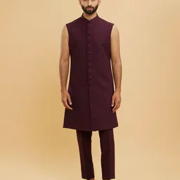 Twamev Men Embroidery Thread Work Sherwani Set-picture-33