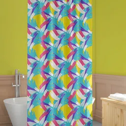 ArtzFolio Turquoise Blue & Yellow Printed Waterproof Shower Curtain-image-61