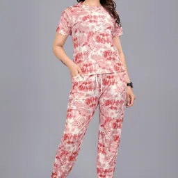 Women Top & Pyjama Set Maroon Ombre/Dyed-image-51
